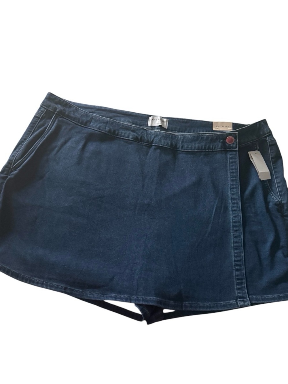 Lane Bryant Dark Navy Denim Wrap Skort Zip closure SZ 24